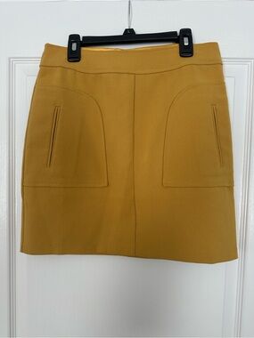 Alythea Size M Boho Yellow Mini Skirt Retro Patch Stitched Pockets